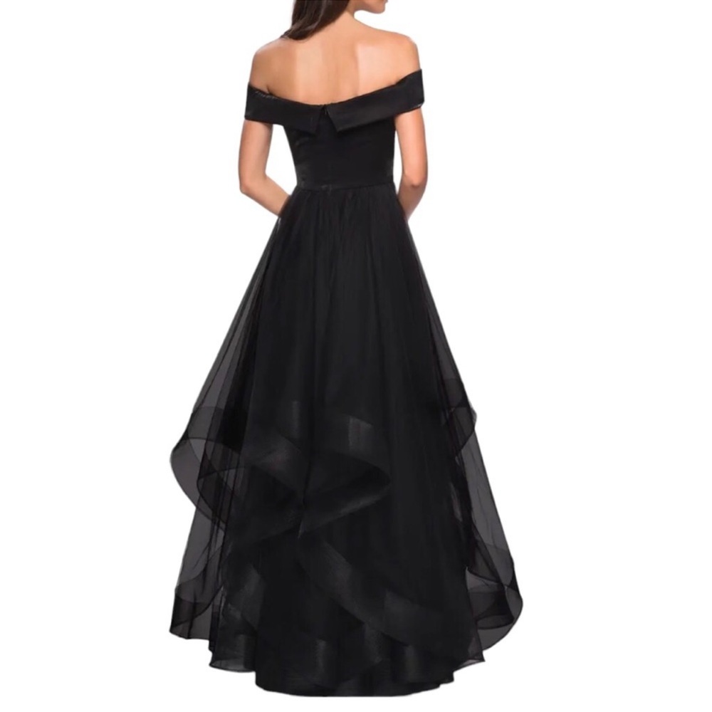 La Femme Off The Shoulder Evening Gown Dress Black - Picture 2 of 11